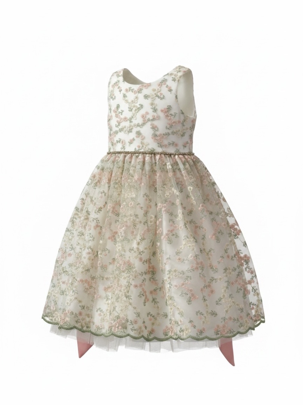American Princess easter Dress with Pink & Green Embroidery girls size 10